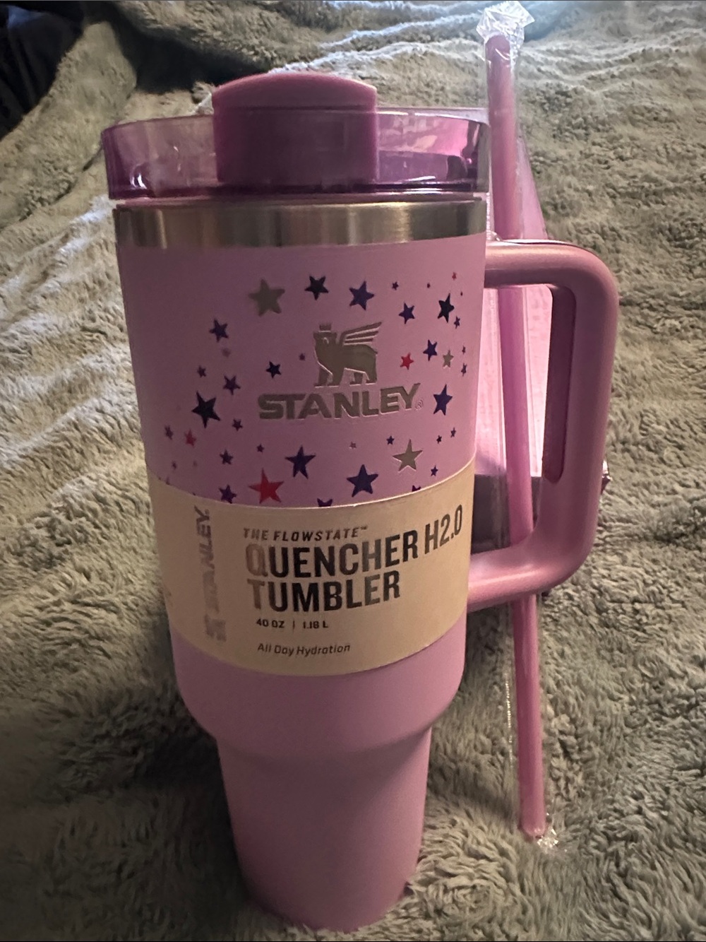 Stanley Pink FlowState Quencher H2.0 Tumbler with Handle & Straw